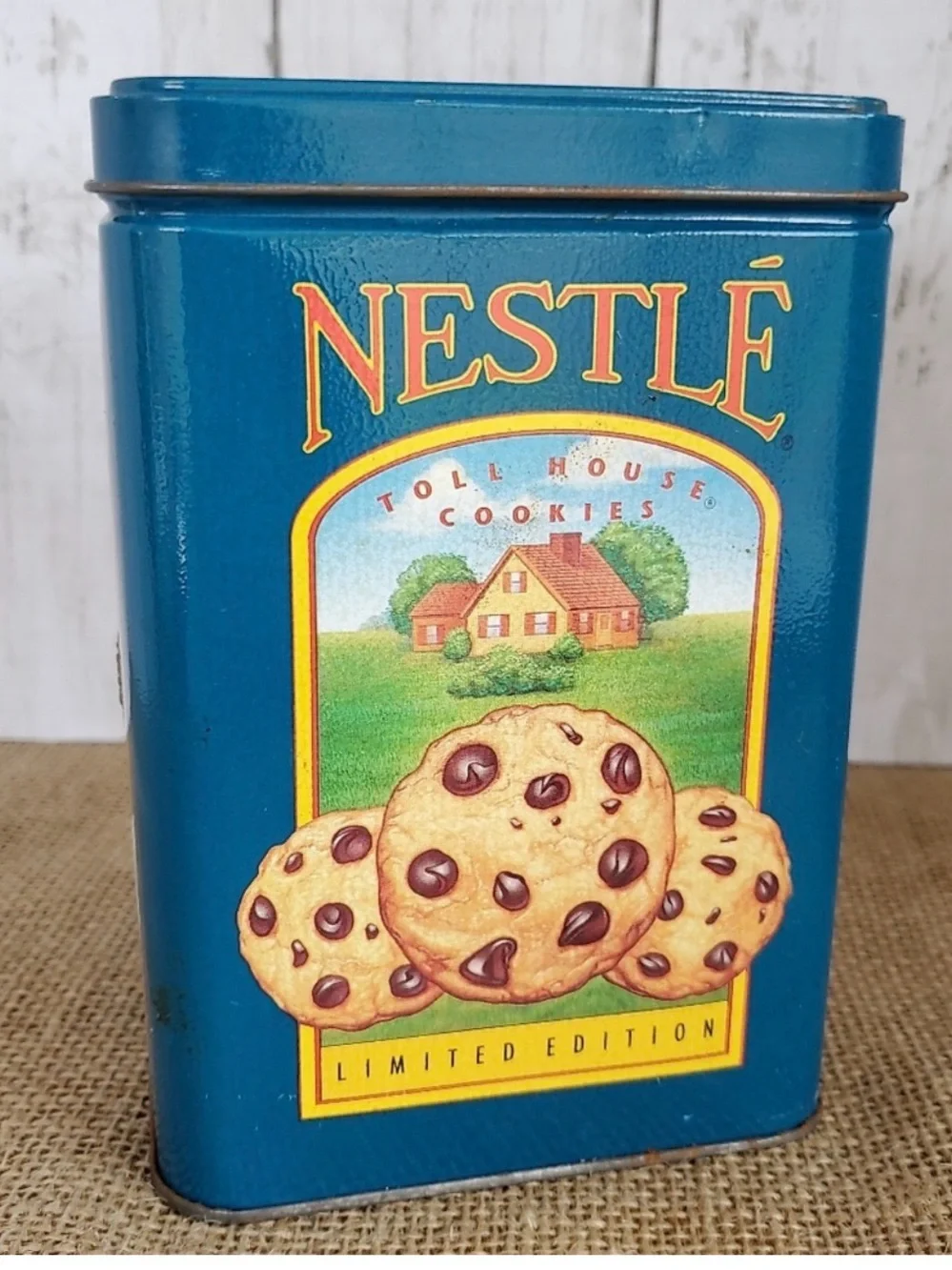 Vintage Nestlé Limited Edition Toll House Cookie Tin - Blue Collectible